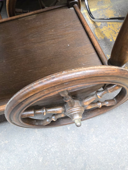 Wooden Serving Cart with Delft Tile Top