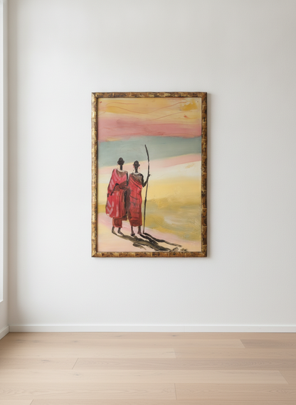 African Tribal Figures Framed Painting