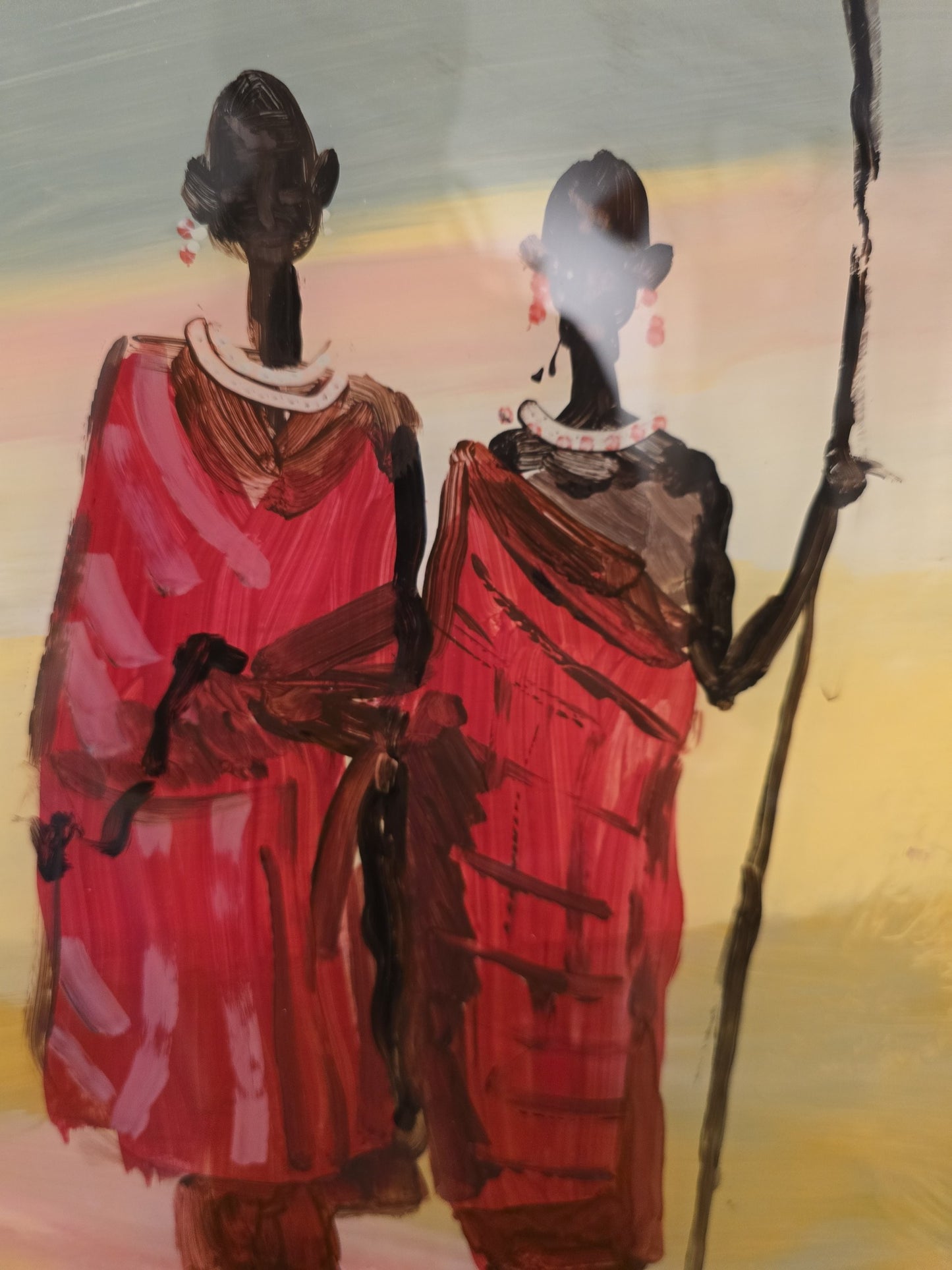 African Tribal Figures Framed Painting