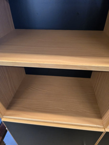 Wood & Black Shelving Unit with Cabinets