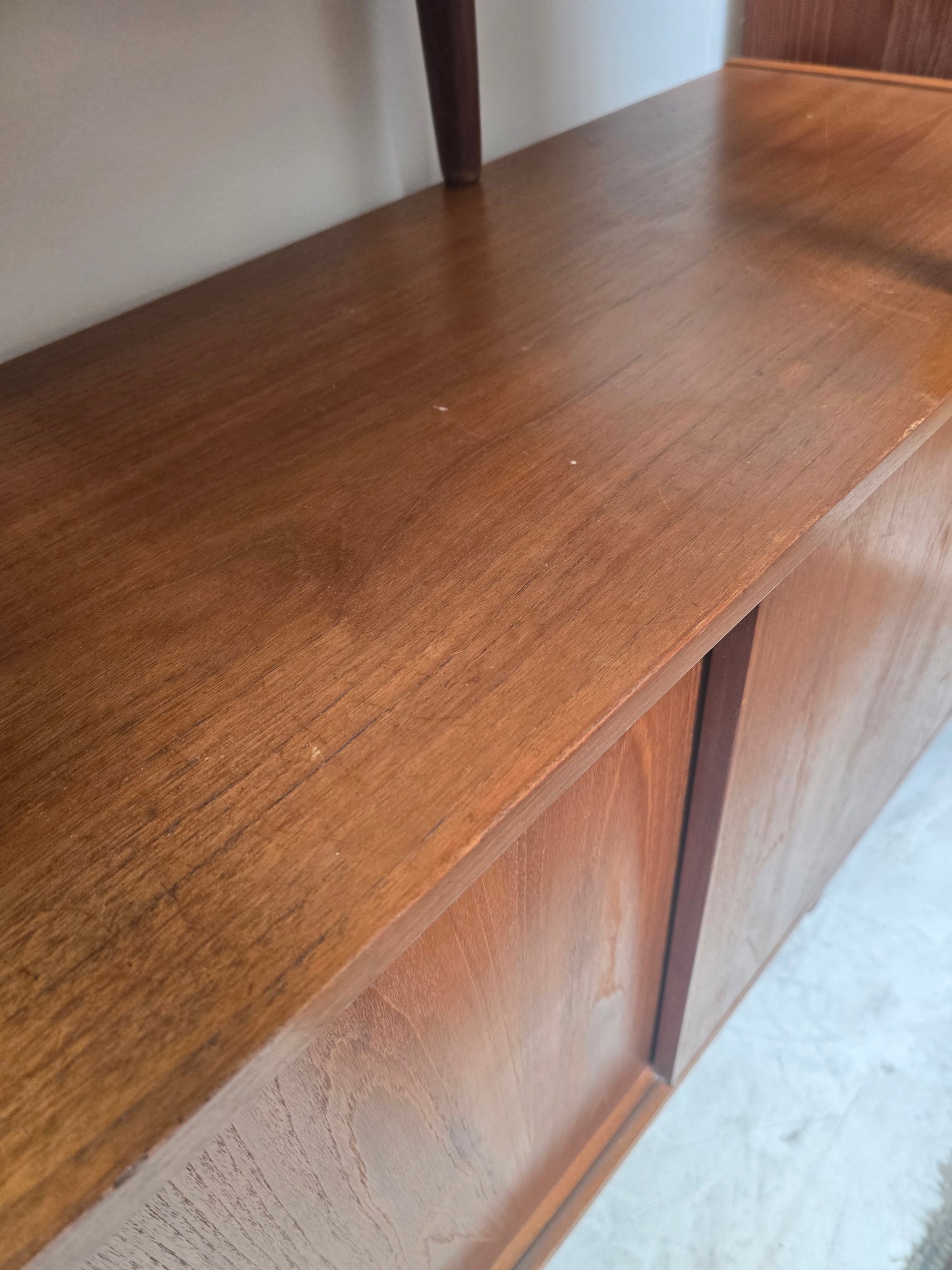 Vintage Scandinavian Teak Sideboard with Sliding Doors