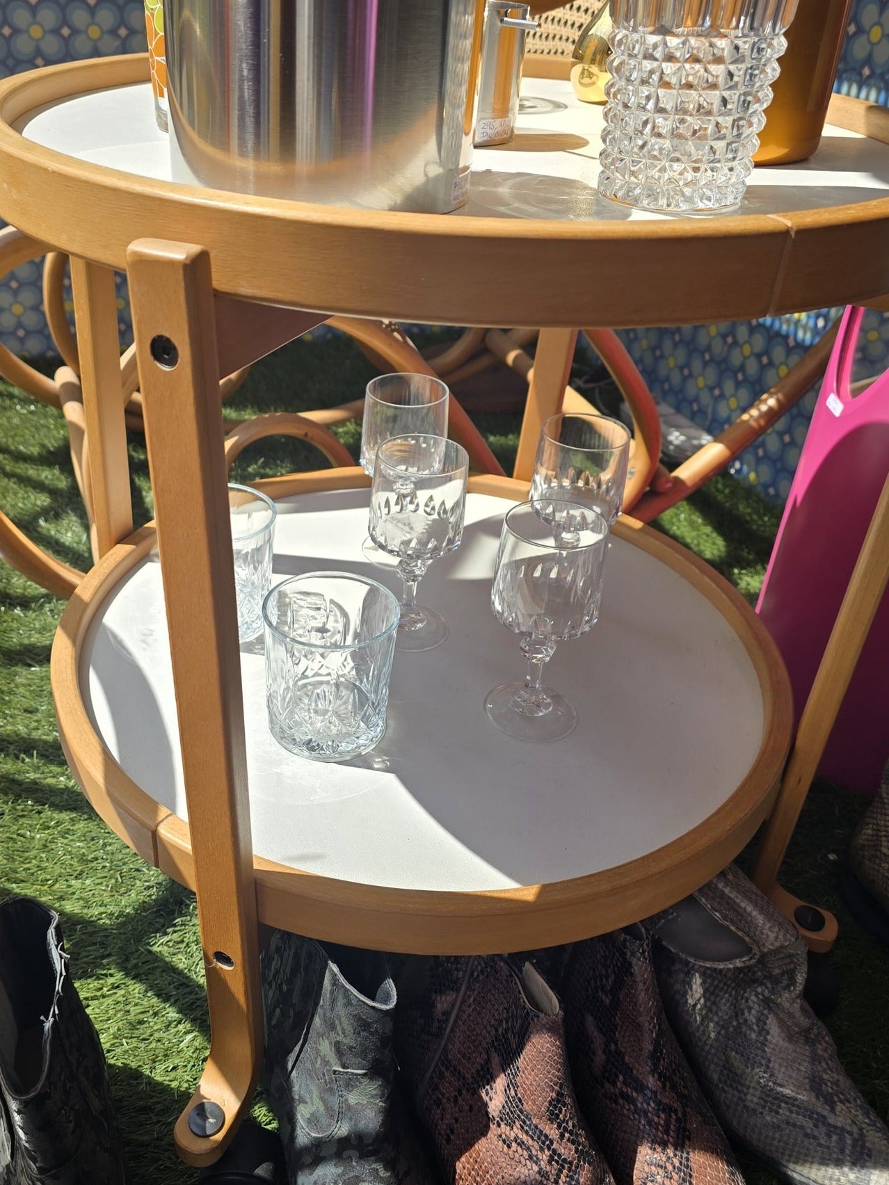Bentwood & White Laminate Bar Cart Trolley