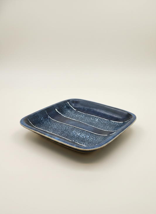 Vintage Blue Ceramic Serving Dish