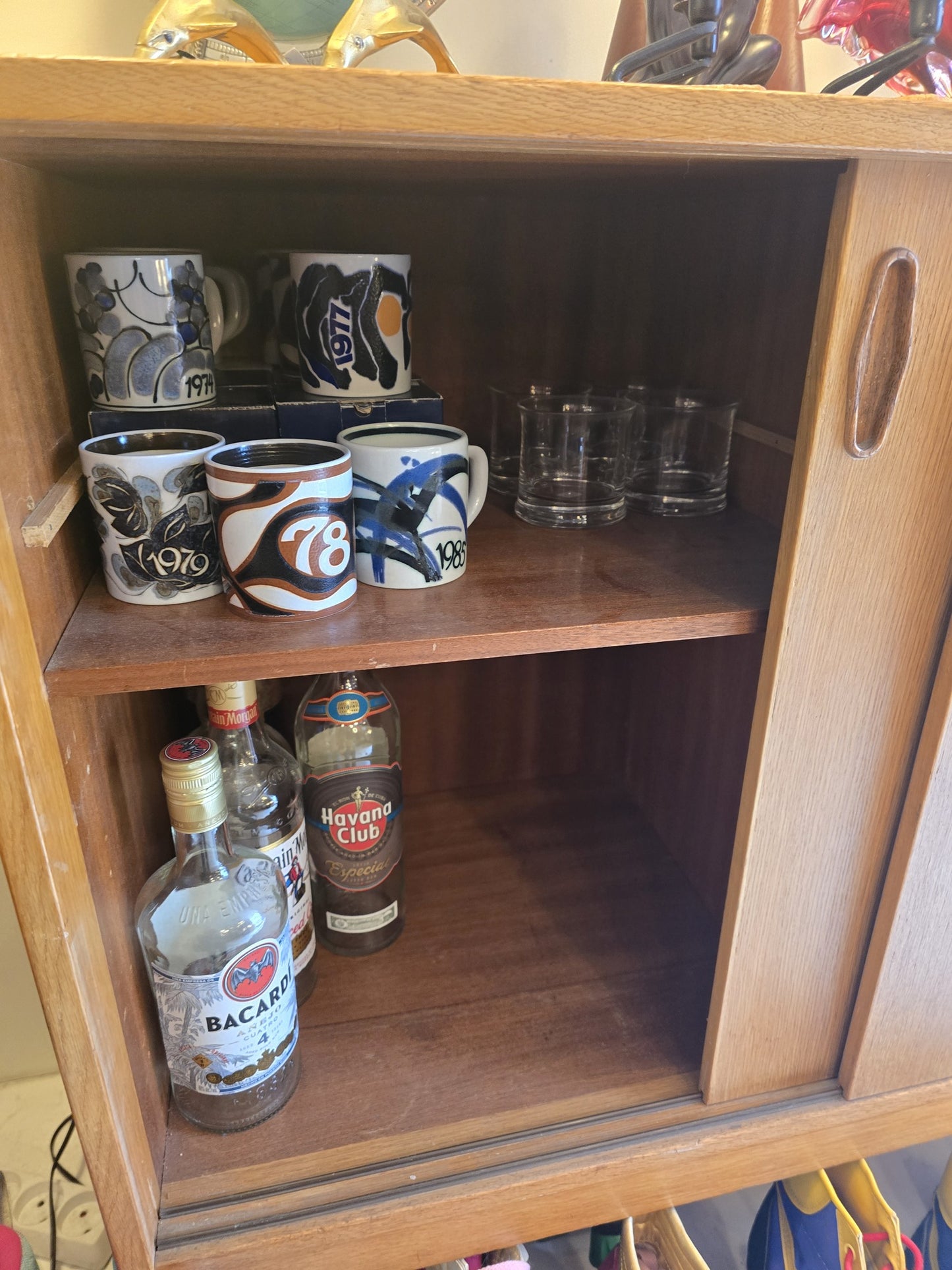 Oak Storage Cabinet with Sliding Doors