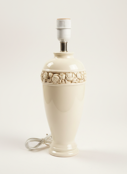 Ceramic Table Lamp Base with Floral Relief