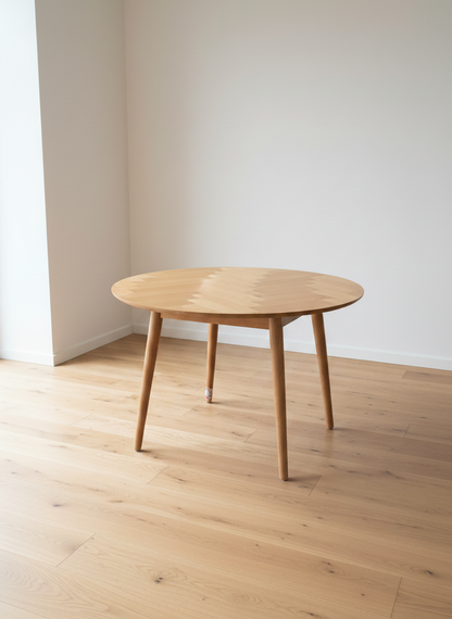 Vintage Scandinavian Oak Round Dining Table