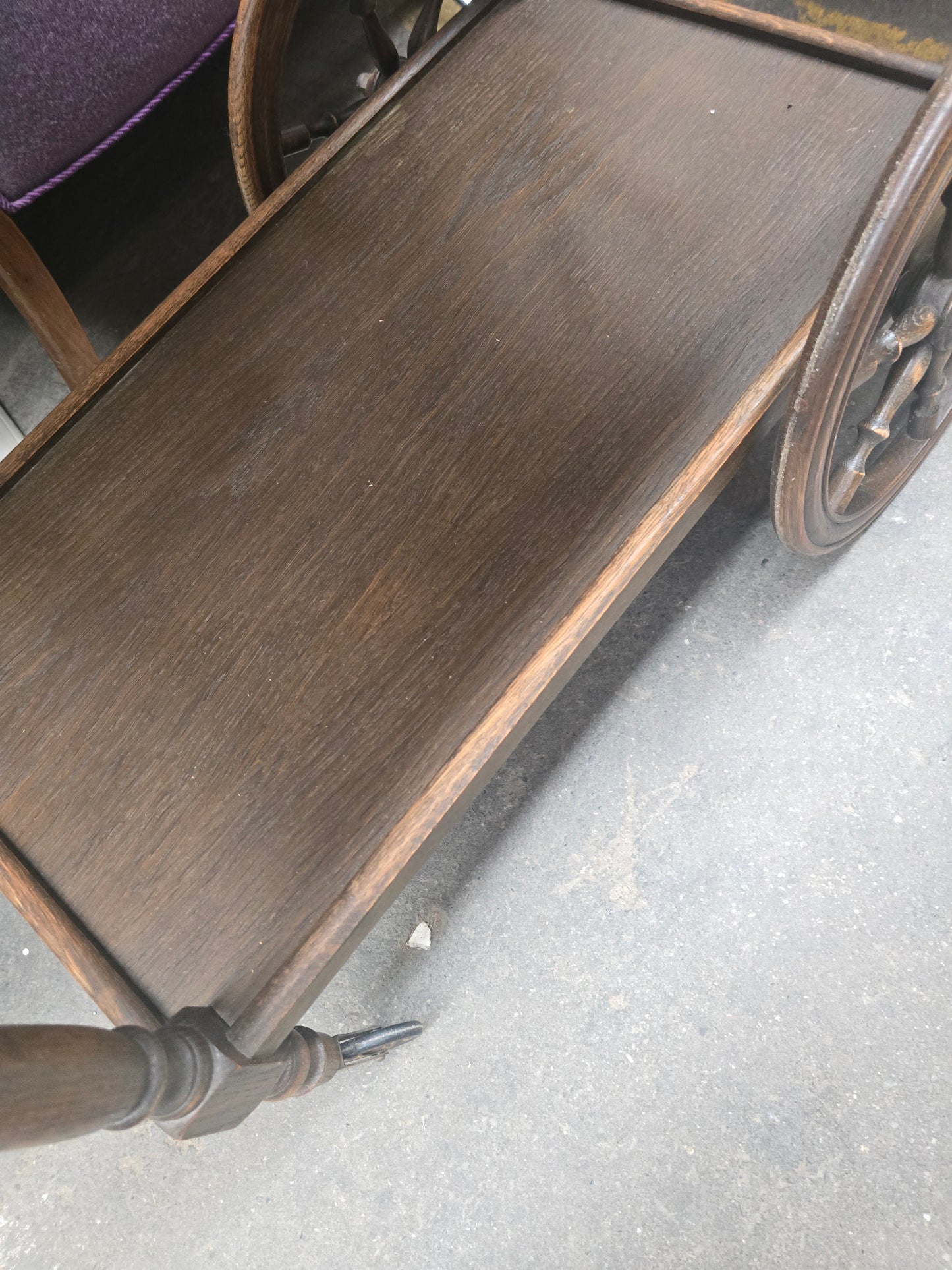 Wooden Serving Cart with Delft Tile Top