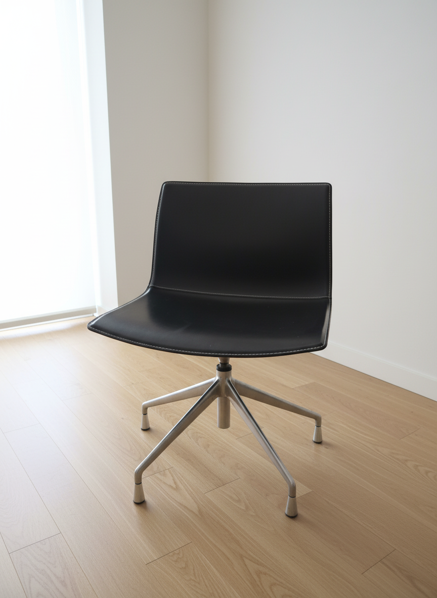 Arper Black Leather Chair, Made in Italy
