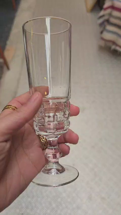 6 Vintage Luminarc Cut-Crystal Champagne Flutes