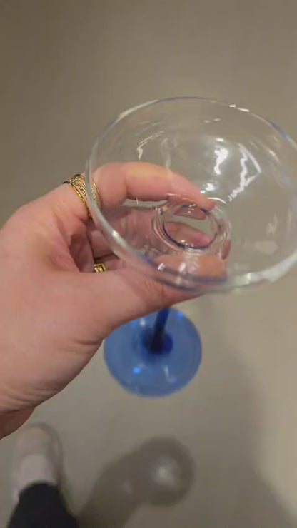 2 Blue Glass Candle Holders