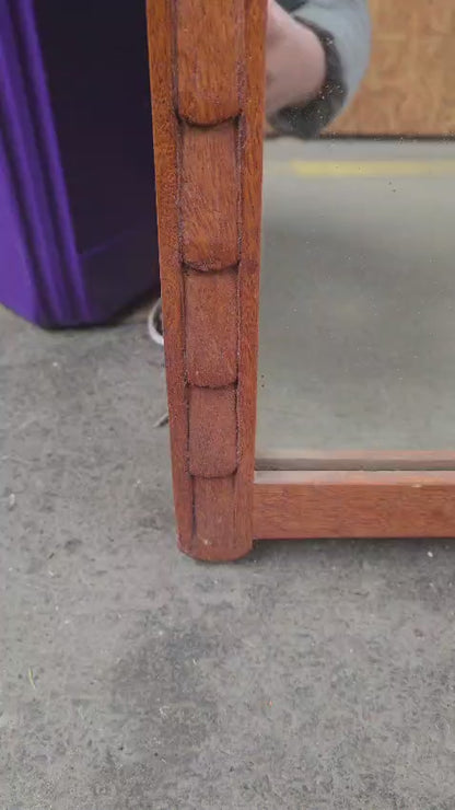 Wooden Wall Mirror with Scalloped Edge