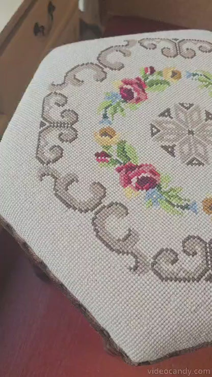 Hexagonal Hand-Stitched Footstool