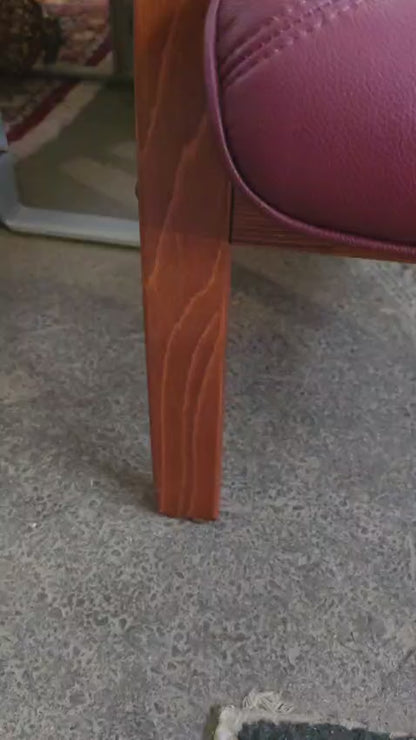 Vintage-Style Burgundy Leather Armchair