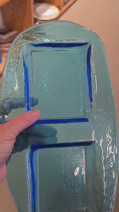 Turquoise Blue Glass Platter
