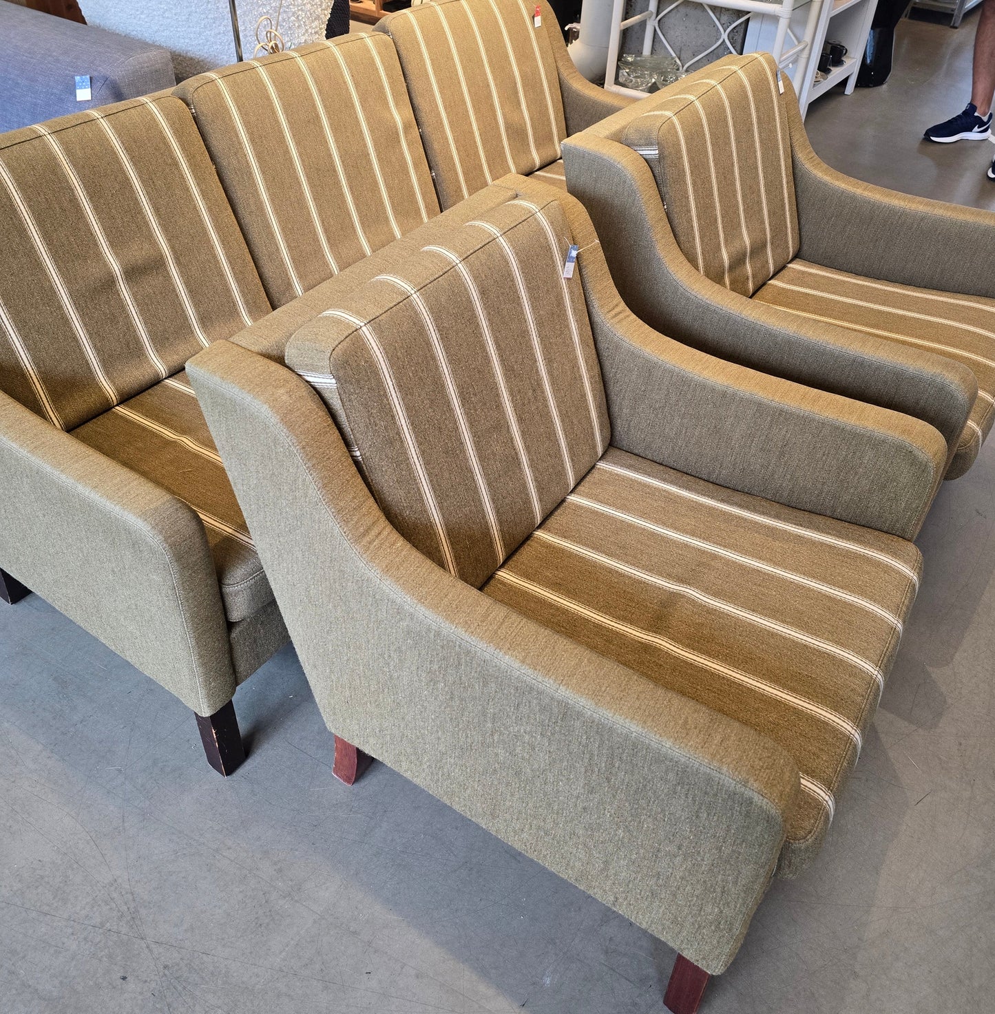 Striped Upholstered 3+2 Sofa set
