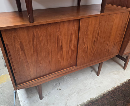 Vintage Scandinavian Teak Sideboard with Sliding Doors
