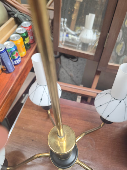 Brass & White Glass chandelier