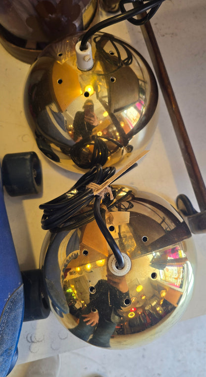 2 Gold Spherical Pendant Lights