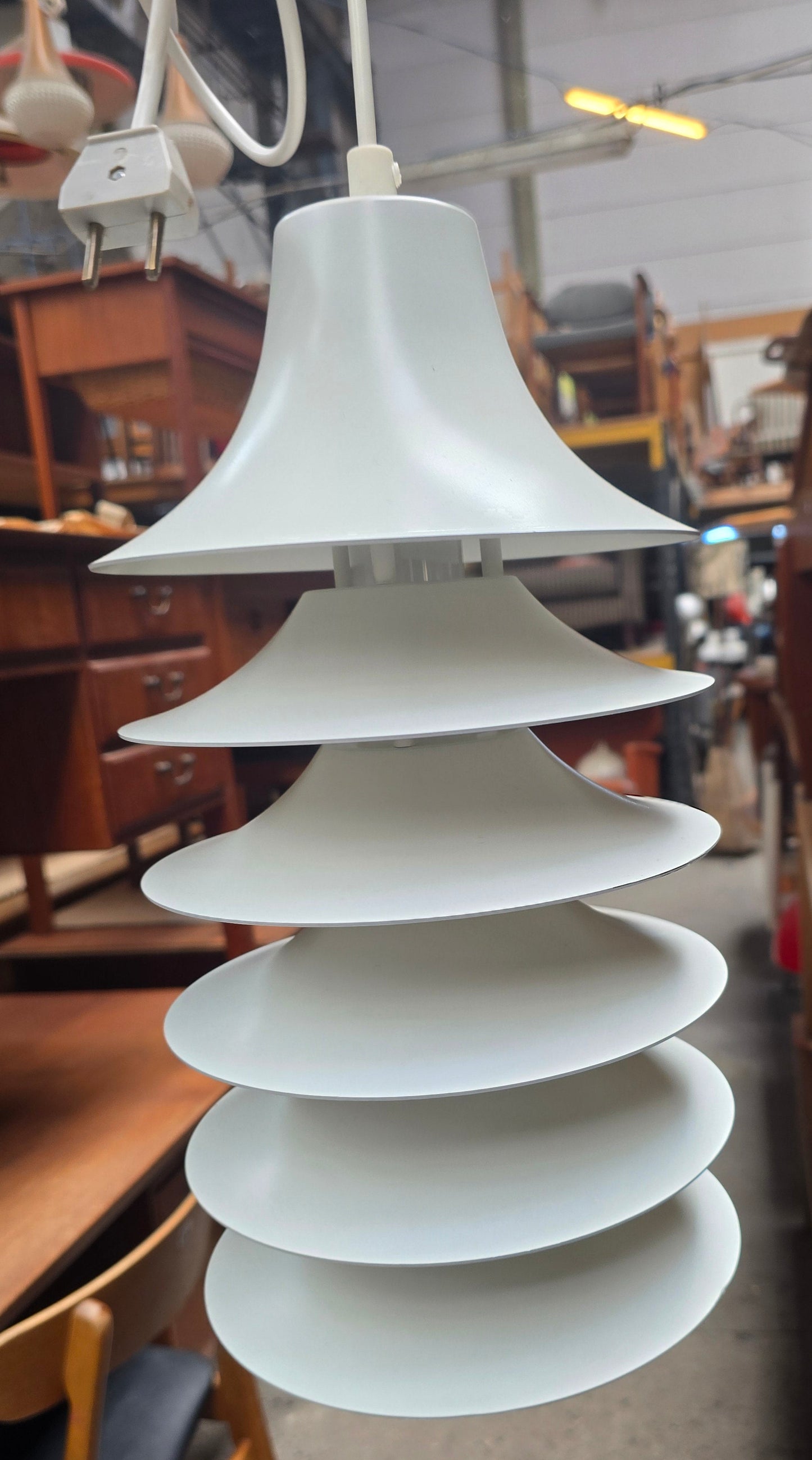 White Pagoda Style Ceiling Lamp