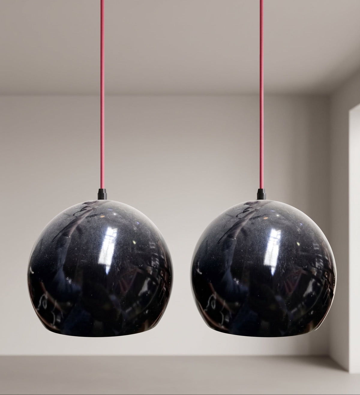 Black Metal Pendant Lamp, set of 2
